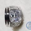 925 Sterling Silver Ring Super Statement Showstopper with cubic Zirconia detail Rounded Square in the middle with clusters of leave cubic zirconia detail on sides