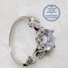 925 Sterling Silver Ring Super Statement Showstopper with cubic Zirconia solitaire with flower detail on sides