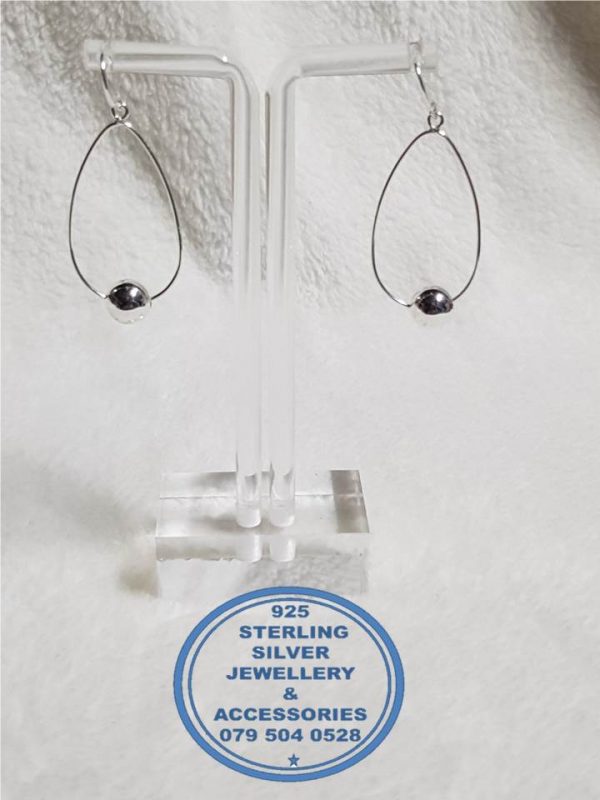 925 sterling Silver Earrings - Large with ball Price is for 1 pair of earrings  36mm diameter upside down teardrop All prices excludes national nominal door-to-door delivery fee Although some earrings might be similar size price is determined on weight as well as manufacturer although all our products are manufactured from the best quality 925 Sterling Silver.