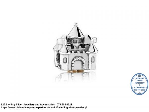 925 Sterling Silver Fairy Tale Castle Charm Bead. Pandora Compatible