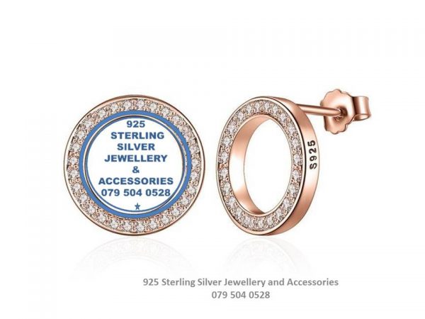 Rose Gold Circle Love Life Stud Earrings
