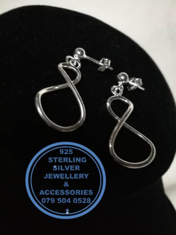 925 Sterling Silver Earring - Infinate  Dangle Drop Large  studs - 1 pair Prices Excludes National delivery to your door at a nominal fee.