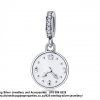 925 Sterling Silver  Detail Enamel Time Clock  Dangle Charm. Pandora Compatible 