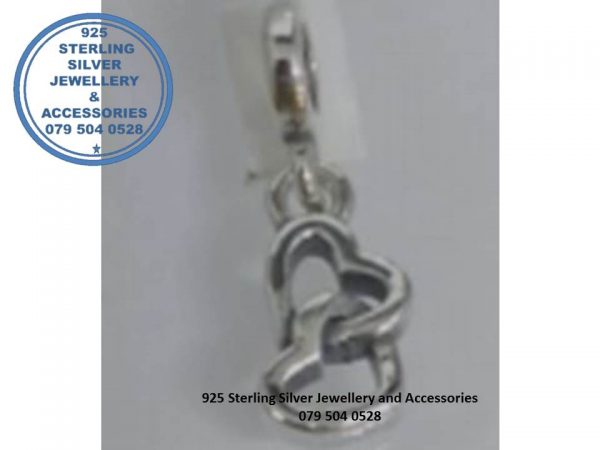 Earring Charm Sterling Silver Hearts intertwined