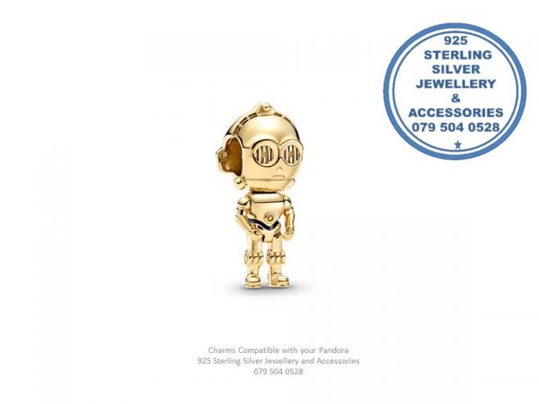 C-3 P 0 Star WRS European Style Bracelet  Compatible Charm Gold Plated Sterling Silver