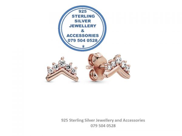 Tiara Cubic Detail Statement Sterling Silver Earrings with Studs
