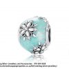 925 Sterling Silver Frozen Snowflake  Silver Detail, on Blue Charm Bead . Pandora Compatible 