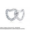 925 Sterling Silver Intertwined Double Hearts Love Detail Charm. Pandora Compatible