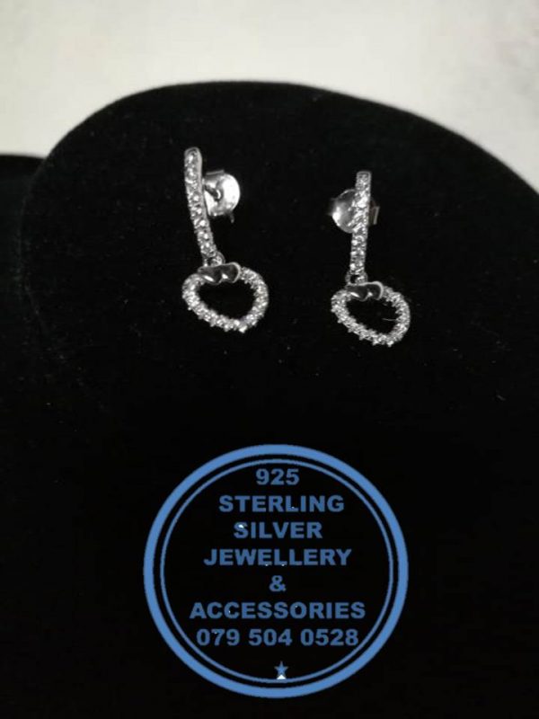 925 Sterling Silver Earring - Detailed Cubic Tripple Hear Dangle Drop  Earrings  - 1 pair Prices Excludes National delivery to your door at a nominal fee.