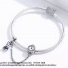 925 Sterling Silver Enamel  Detail Alice In Wonderland Bunny Clock  Safety Chain. Pandora Compatible