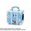 925 Sterling Silver Blue Enamel Detail Travel Suitcase Charm. Pandora Compatible