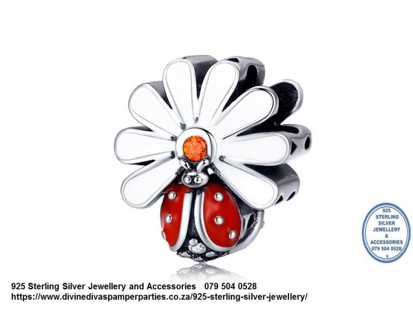 925 Sterling Silver Enamel Detail Ladybug Charm Bead. Pandora Compatible