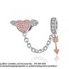 925 Sterling Silver Safety Chain Cupid Heart sand Arrow  Cubic Detail and Rose Gold Plated onto Sterling Silver . Pandora Compatible