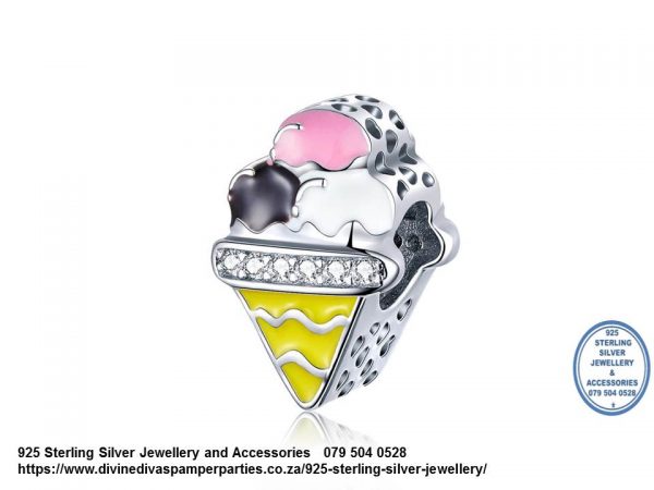 925 Sterling Silver Delicious Colored Ice Cream Summer Love Charm. Pandora Compatible