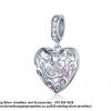 925 Sterling Silver Dangle Heart Detail Charm. Pandora Compatible