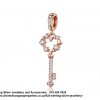925 Sterling Silver Dangle Key Celebration Love Charm plated. Pandora Compatible