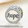 925 Sterling Silver Hope Cz Cubic  detail Charm Bead . Pandora Compatible