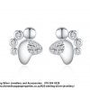 925 Sterling Silver Earrings Studs Paw Prints with cubic Detail 