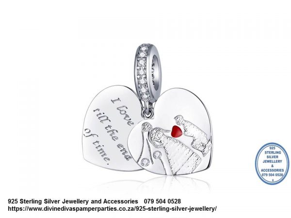 925 Sterling Silver Wedding Double Dangle Wows Charm. Pandora Compatible