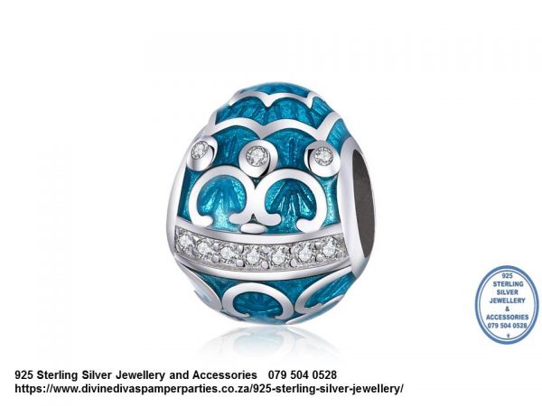 925 Sterling Silver Enamel Detail Easter Egg Charm. Pandora Compatible