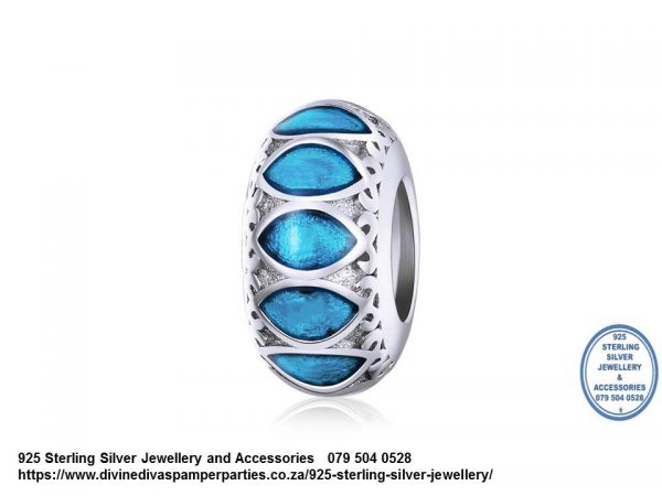 925 Sterling Silver Enamel Detail Detail Bead Charm. Pandora Compatible