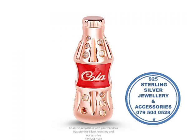 Coke Bottel Charm Rose Gold Plated ontop of 925 sterling Silver Charm compatible with your Pandora