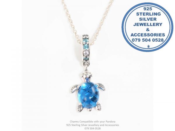 Blue Sea Turtois Dangle Sterling Silver Charm Compatible with your Pandora and most European Bracelets Prices Excludes National Dood-to-door delivery at a nominal fee.