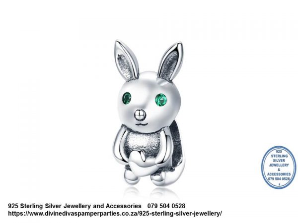 925 Sterling Silver Cute Bunny Charm. Pandora Compatible
