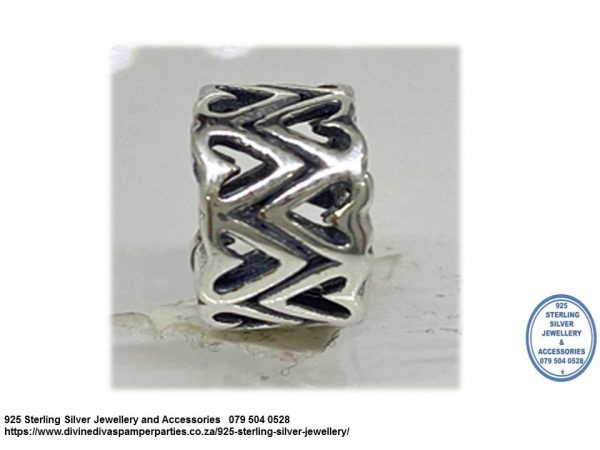925 Sterling Silver  Freehand Openwork Heart Spacer Charm Bead. Pandora Compatible 