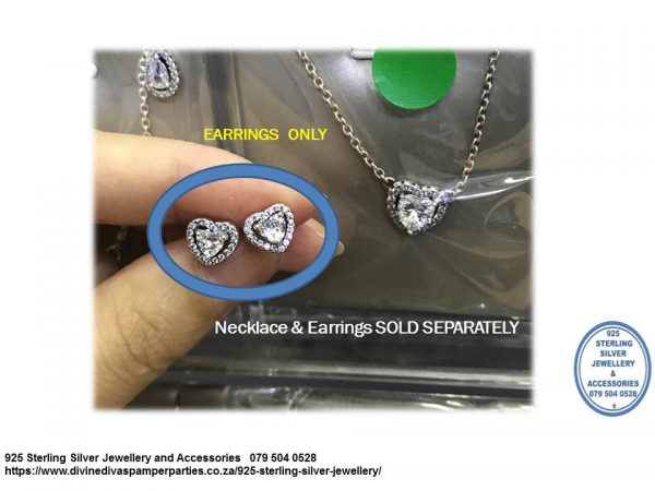 Halo Heart Cubic Sterling Silver Studs Earrings