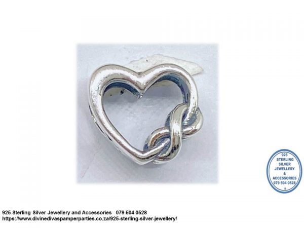 925 Sterling Silver Infinite Love  Heart Charm Bead. Pandora Compatible