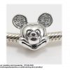 925 Sterling Silver Mickey Mouse Cz Cubic Detail Charm Bead. Pandora Compatible