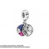 925 Sterling Silver  Multi Color Double Dangle Dragon Pandora Compatible Charm