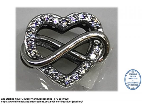 925 Sterling Silver Double Infinity Heart Eternal Love Charm Bead. Pandora Compatible