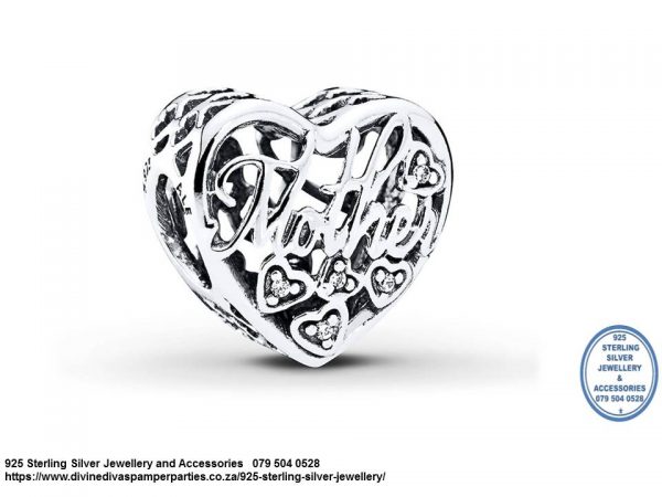 Mother Son Heart Charm Pandora Compatible Sterling Silver
