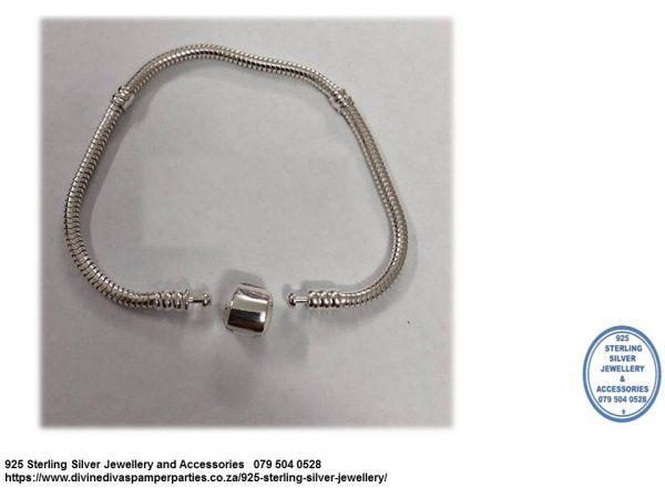 925 Sterling Silver Moments  Round CZ Snake Chain Bracelet for Charms. Pandora Compatible