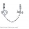 925 Sterling Silver Cubic Detail Love Dogs Bone & Dog Safety Chain. Pandora Compatible