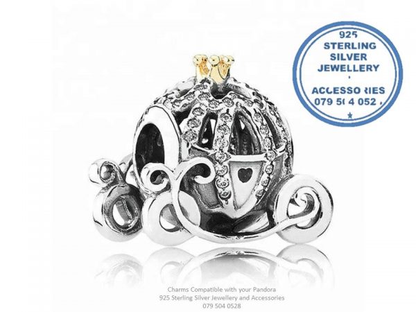 925 Sterling Silver Cz Cubic Detail Princess Queen Cown Tiara Charm. Pandora Compatible
