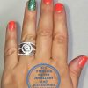 925 Sterling Silver Statement Ring with large round Halo with 5 bands of which 3 with cubics all as 1 ring