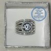 925 Sterling Silver Statement Ring with large round Halo with 5 bands of which 3 with cubics all as 1 ring