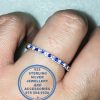 925 Sterling Silver Wedding Band | Stack Ring Blue and Clear Cubics
