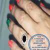 925 Sterling Silver Ring with Round Halo Red Cubic with clear cubic setting around