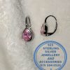"925 Sterling Silver Earrings 1 pair Blue Red Pink Clear cubic detail "