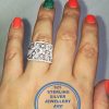 925 Sterling Silver Ring with Diamond Shape and Round Cubics set as multiple bands as 1. Statement. Stunning. Must Have Dress Ring