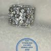 "925 Sterling Silver Ring with diamond and round cubics set as multible bands as 1. Statement. Stunning. Must Have Dress Ring"