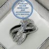 925 Sterling Silver Ring with cross over cubic detail. 5 bands crossing over as 1 Ring. A Statement Bold Showstopper Ring.