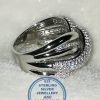 925 Sterling Silver Ring with cross over cubic detail. 5 bands crossing over as 1 Ring. A Statement Bold Showstopper Ring.