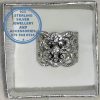 925 Sterling Silver Ring with cubics set in multiple Twirls around a center cubic. Showstopper statement Ring.