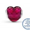 925 Sterling Silver Red Ruby Love Heart Charm. Pandora Compatible
