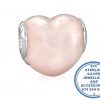 925 Sterling Silver Glitter Pink Enamel Heart Charm. Pandora Compatible.